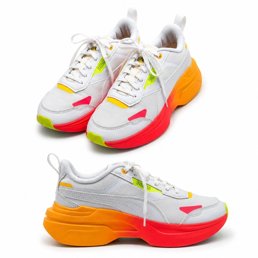 PUMA Kosmo Rider Summer Squeeze Sneaker Womens Sz 7 Neon Orange Yellow Platform